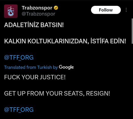 Rissa con il Fenerbahce, 6 partite a porte chiuse per il Trabzonspor: il club “Dimettetevi tutti!”- immagine 2
