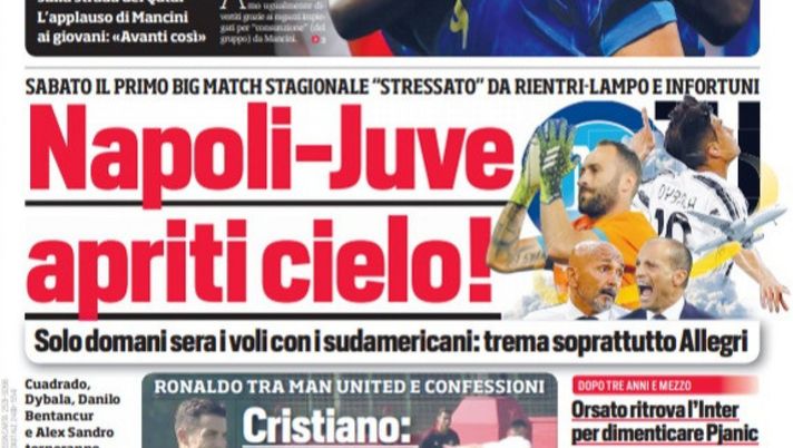 Prima Pagina, Corriere dello Sport: “Baby boom. Napoli-Juve, apriti cielo!” 