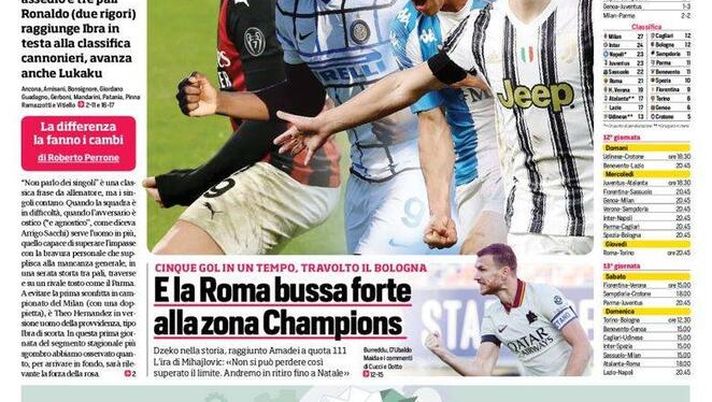 Corriere dello Sport, la prima pagina di oggi, lunedì 14 dicembre 2020 