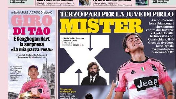 Gazzetta dello Sport, prima pagina 26 Ottobre 2020 