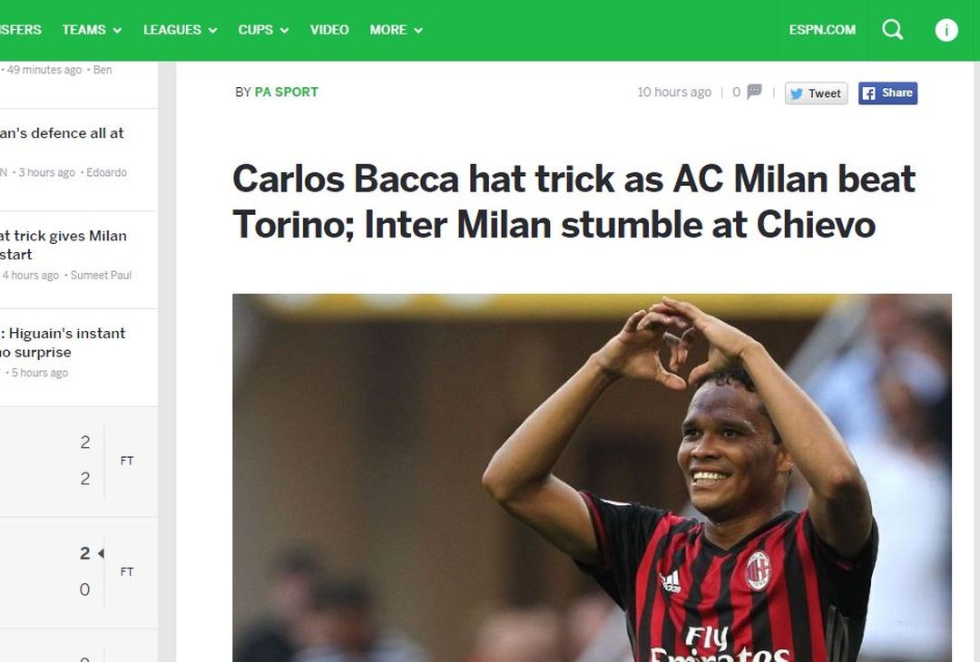 Rassegna – All’estero tutti pazzi per Bacca - immagine 5