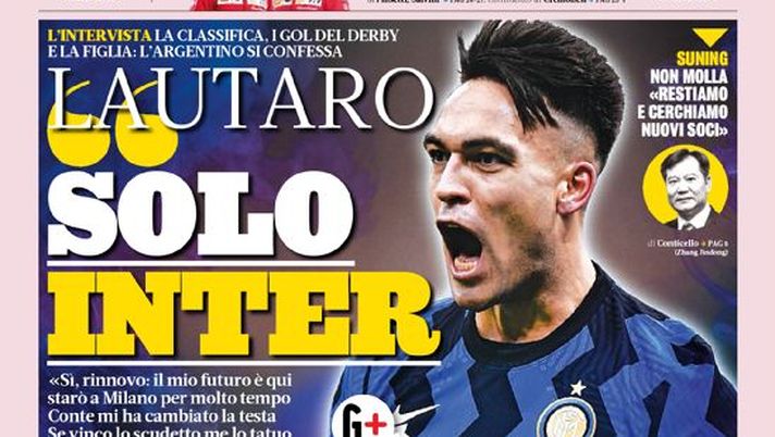Prima Pagina, La Gazzetta dello Sport: “Lautaro, solo Inter. Ibra Diavolo rosso. Il re punta O Rei”