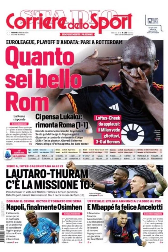 EDICOLA / CdS: Inter, Lautaro-Thuram, c’è la missione 10+ - immagine 1