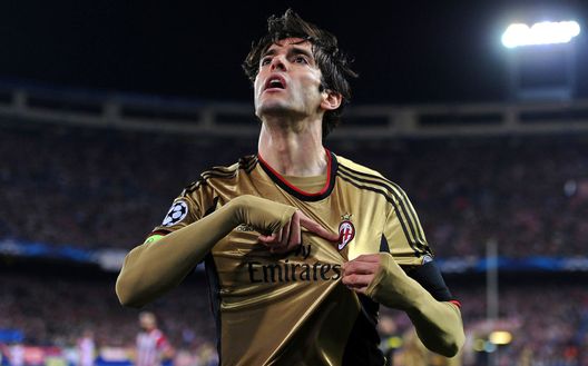 MADRID, SPAIN - MARCH 11: Kaka of AC Milan celebrates with after scoring his team's first goal during the UEFA Champions League Round of 16, second leg match between Club Atletico de Madrid and AC Milan at Vicente Calderon Stadium on March 11, 2014 in Madrid, Spain. (Photo by Denis Doyle/Getty Images) MADRID, SPAIN - MARCH 11: Kaka of AC Milan celebrates with after scoring his team's first goal during the UEFA Champions League Round of 16, second leg match between Club Atletico de Madrid and AC Milan at Vicente Calderon Stadium on March 11, 2014 in Madrid, Spain. (Photo by Denis Doyle/Getty Images)