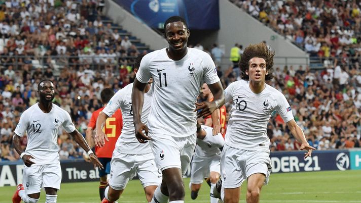 REGGIO NELL'EMILIA, ITALY - JUNE 27: Jean-Philippe Mateta of France celebrates after scoring the opening goal during the 2019 UEFA U-21 Semi-Final match between Spain and France at Mapei Stadium - Citta' del Tricolore on June 27, 2019 in Reggio nell'Emilia, Italy. (Photo by Giuseppe Bellini/Getty Images) REGGIO NELL'EMILIA, ITALY - JUNE 27: Jean-Philippe Mateta of France celebrates after scoring the opening goal during the 2019 UEFA U-21 Semi-Final match between Spain and France at Mapei Stadium - Citta' del Tricolore on June 27, 2019 in Reggio nell'Emilia, Italy. (Photo by Giuseppe Bellini/Getty Images)