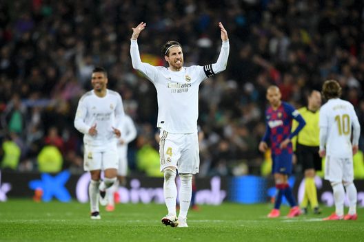 MADRID, SPAIN - MARCH 01: Sergio Ramos of Real Madrid celebrates following his sides victory in the Liga match between Real Madrid CF and FC Barcelona at Estadio Santiago Bernabeu on March 01, 2020 in Madrid, Spain. (Photo by David Ramos/Getty Images) MADRID, SPAIN - MARCH 01: Sergio Ramos of Real Madrid celebrates following his sides victory in the Liga match between Real Madrid CF and FC Barcelona at Estadio Santiago Bernabeu on March 01, 2020 in Madrid, Spain. (Photo by David Ramos/Getty Images)