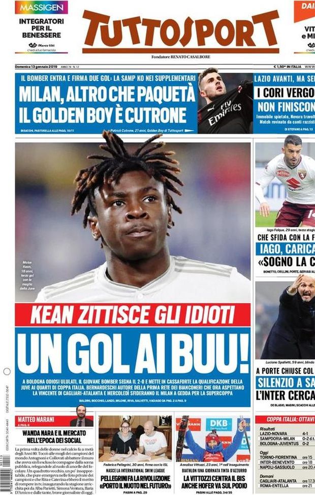 Prima Pagina, Tuttosport: “Un gol ai buu! Milan, altro che Paquetà. Silenzio a San Siro, l’Inter…” Prima Pagina, Tuttosport: “Un gol ai buu! Milan, altro che Paquetà. Silenzio a San Siro, l’Inter…”
