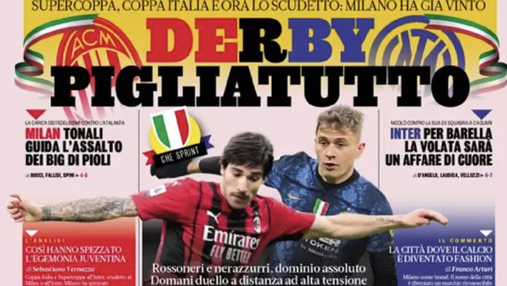 Prima Pagina, La Gazzetta dello Sport: “Derby pigliatutto. Chiello capitan America” prima pagina