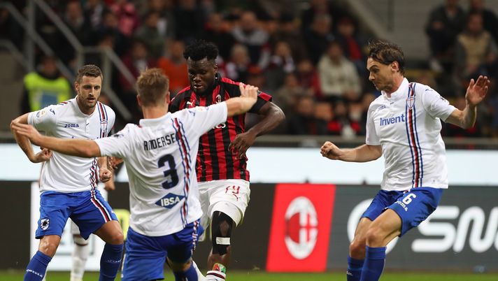 28 ottobre 2018, Milan-Sampdoria 3-2: Franck Kessié a contrasto (credits: GETTY Images) 