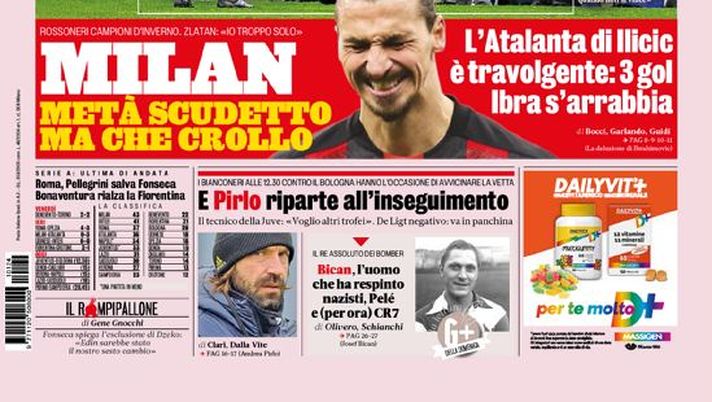 Prime Pagina, Gazzetta dello Sport: “L’Inter vede rosso! Crollo Milan, Atalanta travolgente”  Prime Pagina, Gazzetta dello Sport: “L’Inter vede rosso! Crollo Milan, Atalanta travolgente”