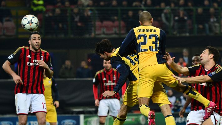 Il gol di Diego Costa in Milan-Atletico Madrid 0-1 del 19 febbraio 2014 (credits: GETTY Images) 