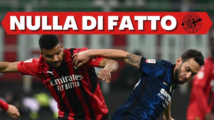 Junior Messias e Hakan Calhanoglu durante il derby Milan-Inter 0-0 (Coppa Italia 2021-2022) | AC Milan News (Getty Images) Messias Calhanoglu derby Milan-Inter 0-0 Coppa Italia 2021-2022