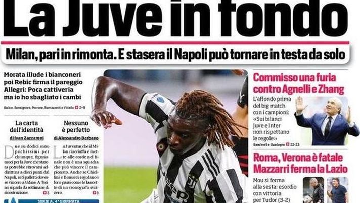Prima Pagina, Corriere dello Sport: “La Juve in fondo! Milan, pari in rimonta” Prima Pagina, Corriere dello Sport: “La Juve in fondo! Milan, pari in rimonta”