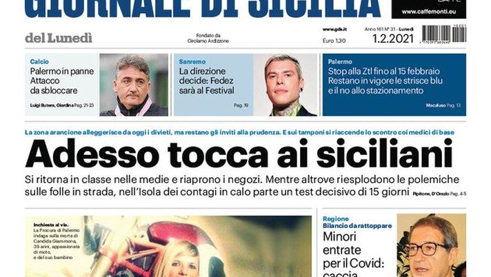 Prima Pagina, Giornale di Sicilia: “Adesso tocca ai siciliani. Scuole medie in classe e riapertura dei negozi” 