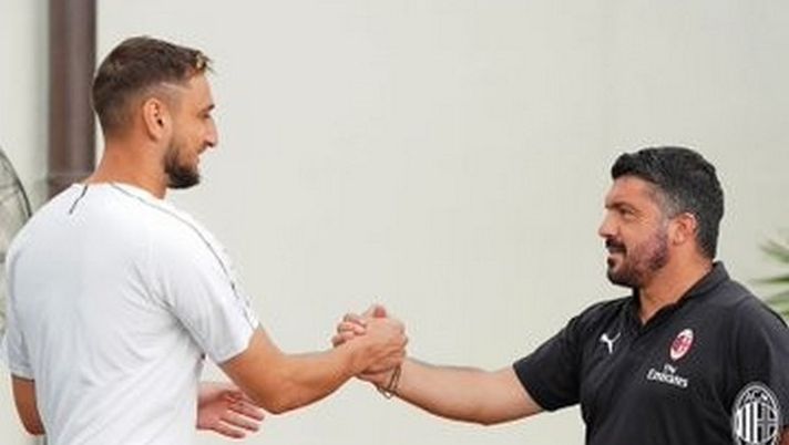 Gianluigi 'Gigio' Donnarumma e Gennaro Gattuso del Milan (credits: acmilan.com) 