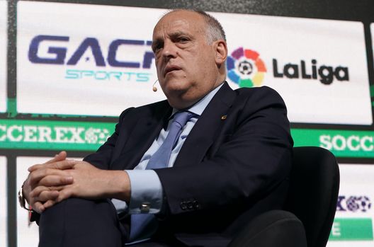 LISBON, PORTUGAL - SEPTEMBER 05: Javier Tebas President of La Liga talks during Day 1 of Soccerex Europe Convention at Tagus Park on September 5, 2019 in Lisbon, Portugal. (Photo by Gualter Fatia/Getty Images) LISBON, PORTUGAL - SEPTEMBER 05: Javier Tebas President of La Liga talks during Day 1 of Soccerex Europe Convention at Tagus Park on September 5, 2019 in Lisbon, Portugal. (Photo by Gualter Fatia/Getty Images)