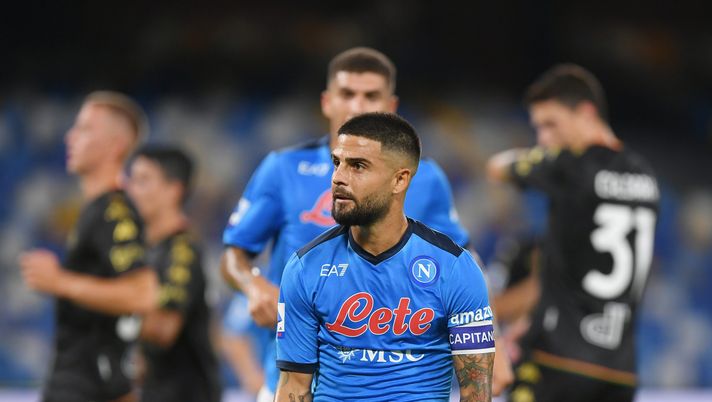 NAPLES, ITALY – AUGUST 22: Lorenzo Insigne of SSC Napoli celebrates after scoring the 1-0 goal during the Serie A match between the Serie A match between SSC Napoli and Venezia FC at Stadio San Paolo on August 22, 2021 in Naples, Italy. (Photo by Francesco Pecoraro/Getty Images) NAPLES, ITALY – AUGUST 22: Lorenzo Insigne of SSC Napoli celebrates after scoring the 1-0 goal during the Serie A match between the Serie A match between SSC Napoli and Venezia FC at Stadio San Paolo on August 22, 2021 in Naples, Italy. (Photo by Francesco Pecoraro/Getty Images)