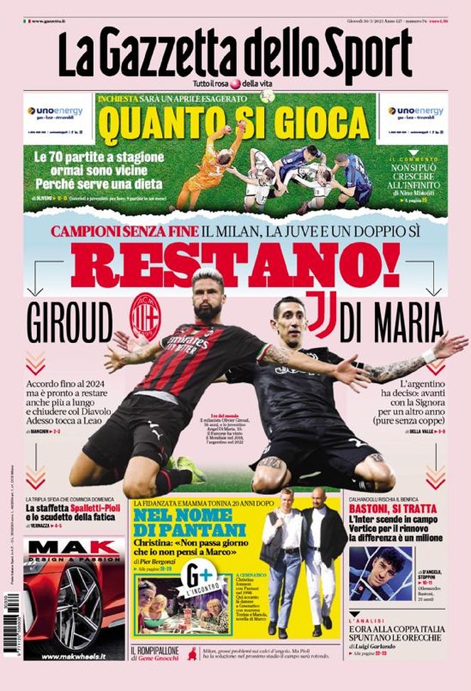 Prima pagina Gazzetta dello Sport: “Restano!”- immagine 2