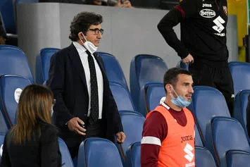  ROME, ITALY - MAY 18: President of Torino FC Urbano Cairo in the tribune during the Serie A match between SS Lazio and Torino FC at Stadio Olimpico on May 18, 2021 in Rome, Italy. (Photo by Marco Rosi - SS Lazio/Getty Images)