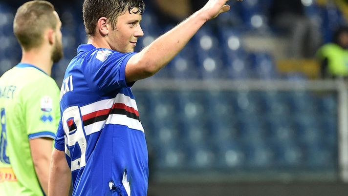 GENOA, ITALY - NOVEMBER 28: Dawid Kownacki (Sampdoria) celebrate after score 4-1 during the Tim Cup match between UC Sampdoria and Pescara Calcio at Stadio Luigi Ferraris on November 28, 2017 in Genoa, Italy. (Photo by Paolo Rattini/Getty Images) GENOA, ITALY - NOVEMBER 28: Dawid Kownacki (Sampdoria) celebrate after score 4-1 during the Tim Cup match between UC Sampdoria and Pescara Calcio at Stadio Luigi Ferraris on November 28, 2017 in Genoa, Italy. (Photo by Paolo Rattini/Getty Images)