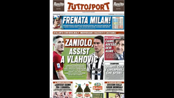 Prima Pagina, Tuttosport: “Frenata Milan! Zaniolo, assist a Vlahovic”