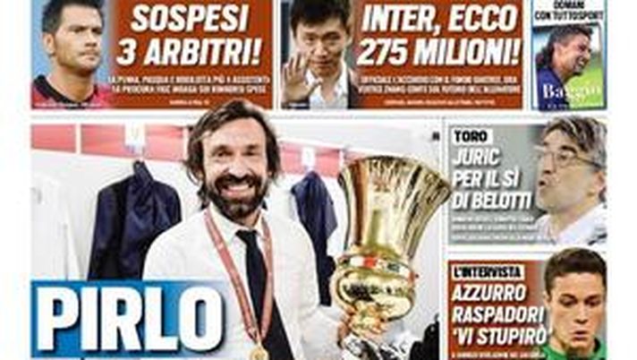 Prima Pagina, Tuttosport: “Pirlo sul filo. Sospeso La Penna, la FIGC indaga! Vertice Zhang-Conte” Prima Pagina, Tuttosport: “Pirlo sul filo. Sospeso La Penna, la FIGC indaga! Vertice Zhang-Conte”
