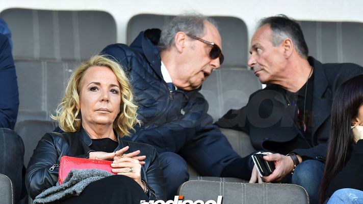 PALERMO, ITALY - MARCH 17: Daniela De Angeli (L) CEO of Palermo, Rino Foschi (C) President of Palermo and Nicola Salerno look on in VIP standing during the Serie B match between US Citta di Palermo and Carpi FC at Stadio Renzo Barbera on March 17, 2019 in Palermo, Italy. (Photo by Tullio M. Puglia/Getty Images) Palermo