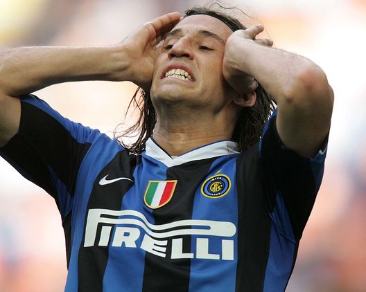 MILAN, ITALY - MAY 17: Herman Crespo gestures during the Coppa Italia final, second leg match between Internazionale and Roma at the Stadio Giuseppe Meazza on May 17, 2007 in Milan, Italy MILAN, ITALY - MAY 17: Herman Crespo gestures during the Coppa Italia final, second leg match between Internazionale and Roma at the Stadio Giuseppe Meazza on May 17, 2007 in Milan, Italy