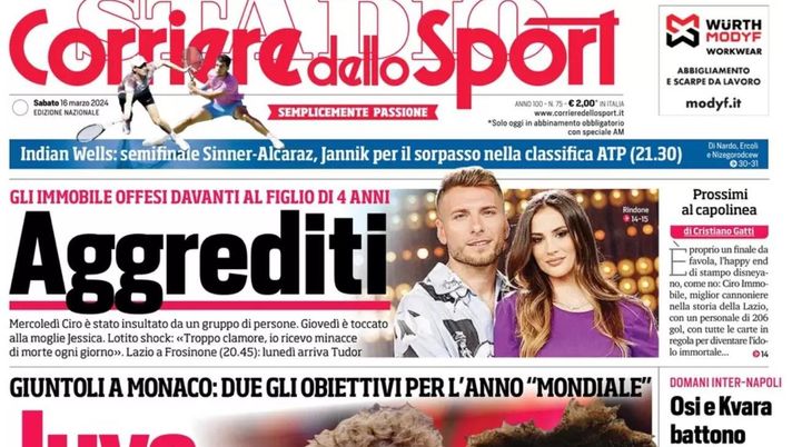 PRIMA PAGINA CORRIERE DELLO SPORT OGGI