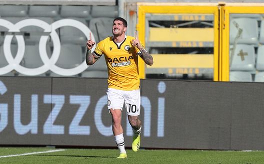 Il capitano dell'Udinese Rodrigo De Paul dopo il gol contro lo Spezia Il capitano dell'Udinese Rodrigo De Paul dopo il gol contro lo Spezia