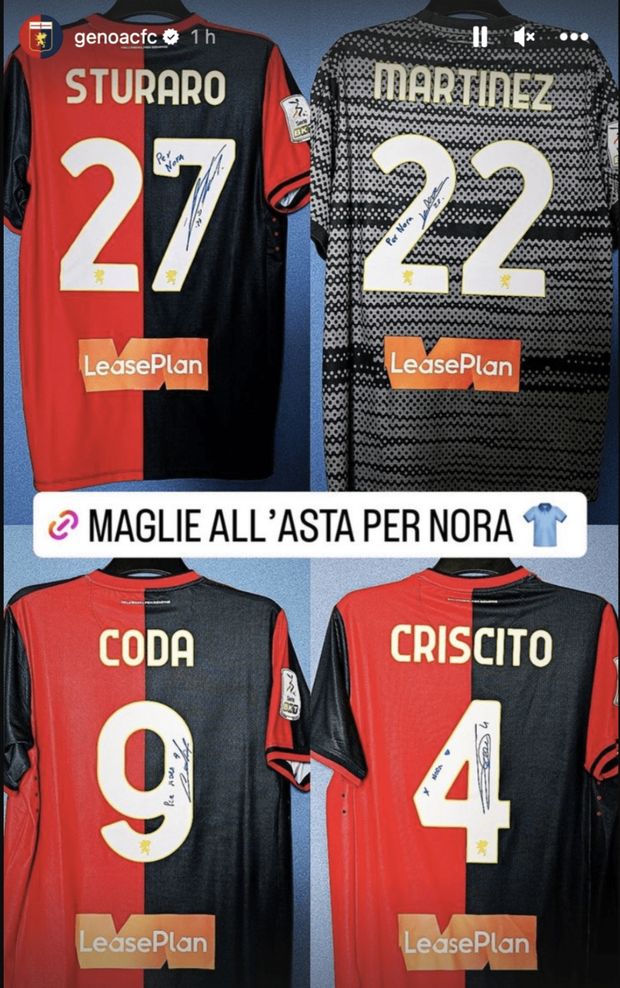 Vittoria sul Venezia, aiuti per Nora: ancora all’asta le maglie genoane- immagine 2