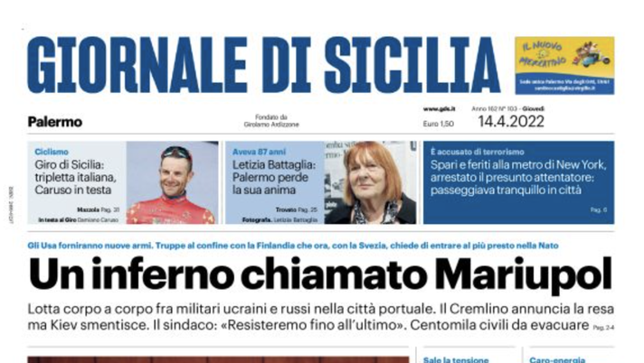 Prima Pagina, Giornale di Sicilia: “Un inferno chiamato Mariupol” prima pagina
