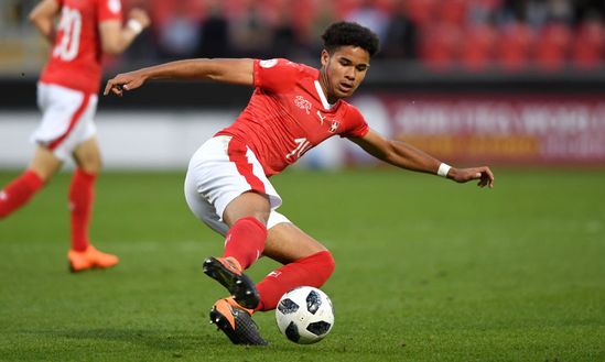  ROTHERHAM, ENGLAND - MAY 10: Simon Sohm of Switzerland during the UEFA European Under-17 Championship match between Switzerland and England at The New York Stadium on May 10, 2018 in Rotherham, England. (Photo by Gareth Copley/Getty Images) 