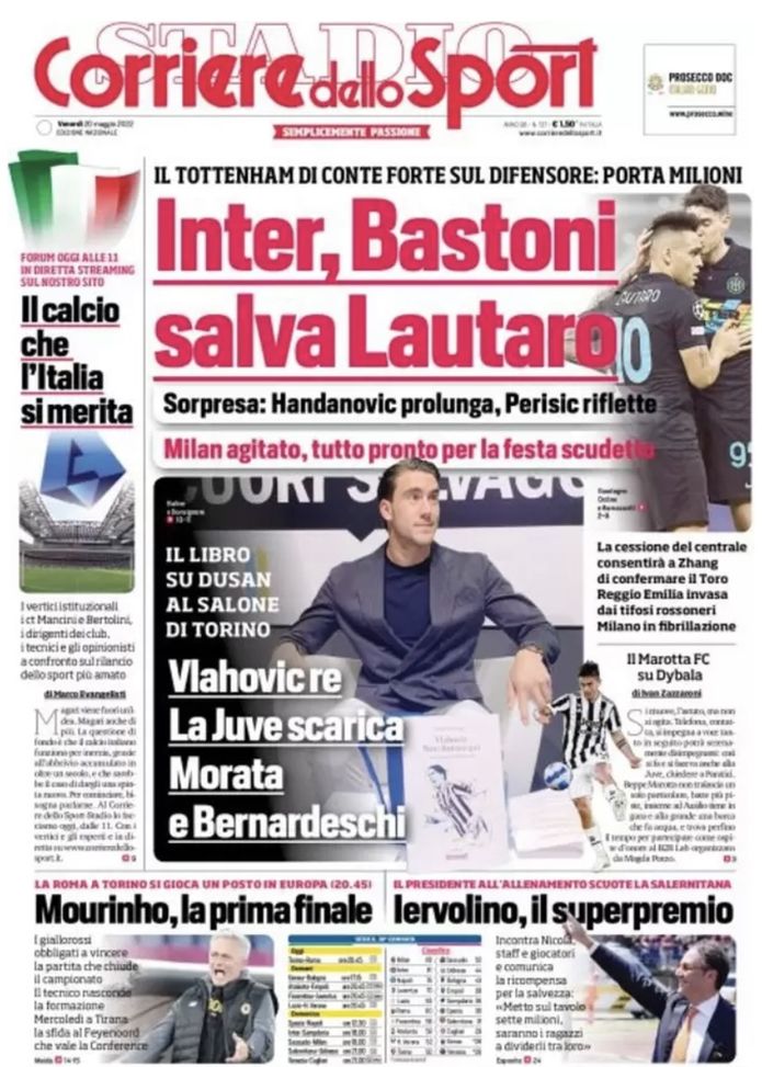 Prima Pagina, Corriere dello Sport: “Inter, Bastoni salva Lautaro” - immagine 1