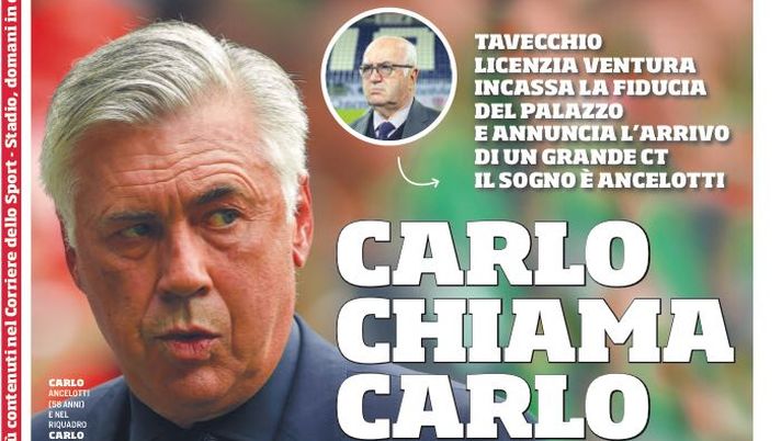 Prima Pagina, Corriere dello Sport: “Carlo chiama Carlo. Dybala prepara la festa, Icardi il volo. E il Napoli…” Prima Pagina, Corriere dello Sport: “Carlo chiama Carlo. Dybala prepara la festa, Icardi il volo. E il Napoli…”