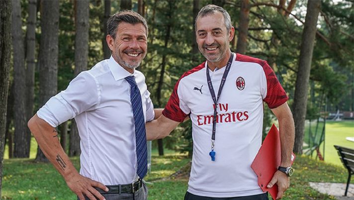 Zvonimir Boban e Marco Giampaolo, dirigente ed allenatore del Milan, a Milanello (credits: acmilan.com) 