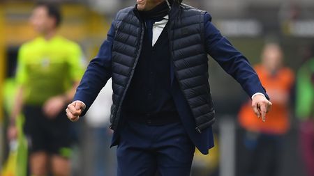 Antonio Conte, tecnico nerazzurro, durante il derby contro il Milan Antonio Conte, tecnico nerazzurro, durante il derby contro il Milan