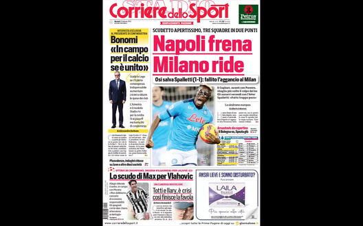Prima Pagina, Corriere dello Sport: “Napoli frena, Milano ride” Prima Pagina
