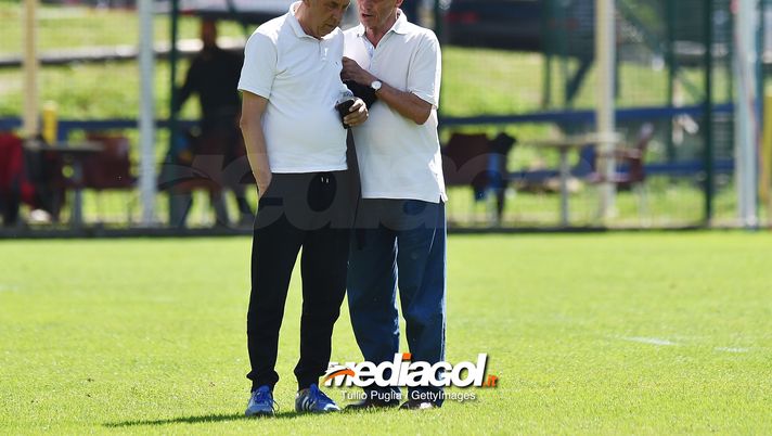 BELLUNO, ITALY - JULY 25: Sport Director Rino Foschi and Palermo owner Maurizio Zamparini look on during a training session at the US Citta' di Palermo training camp on July 25, 2018 in Belluno, Italy.  (Photo by Tullio M. Puglia/Getty Images) 
