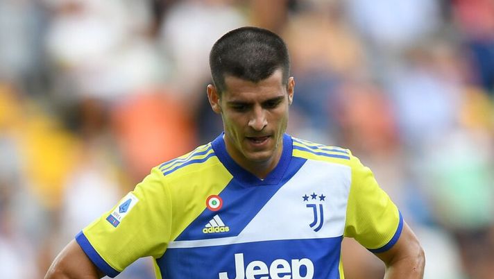 UDINE, ITALY - AUGUST 22: Alvaro Morata of Juventus reacts during the Serie A match between Udinese Calcio v Juventus at Dacia Arena on August 22, 2021 in Udine, Italy. (Photo by Alessandro Sabattini/Getty Images) Non solo Dybala: le scelte della Juve per l’Inter, da Morata e Kean a Chiellini e De Ligt - immagine 1