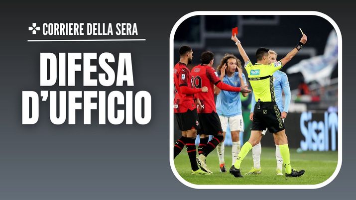 espulsione Luca Pellegrini Lazio-Milan 0-1 Serie A 2023-2024 arbitro Di Bello