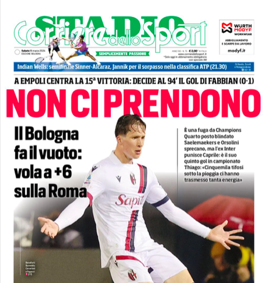 Il Bologna passa a Empoli: le aperture dei giornali- immagine 2