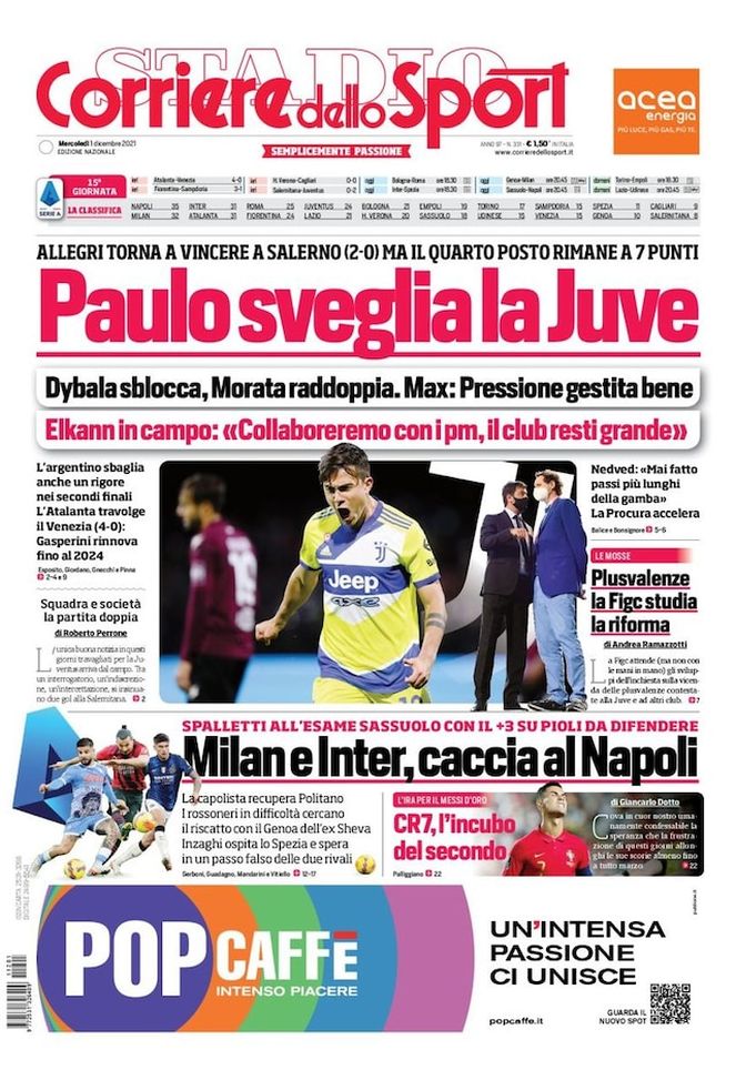 Prima Pagina, Corriere dello Sport: “Paulo sveglia la Juve” Prima Pagina, Corriere dello Sport: “Paulo sveglia la Juve” - immagine 1
