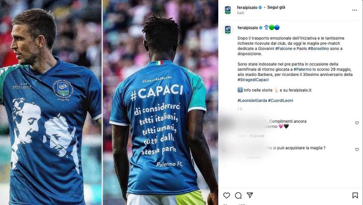 FeralpiSalò: in vendita maglie pre match in memoria di Falcone e Borsellino  feralpisalò