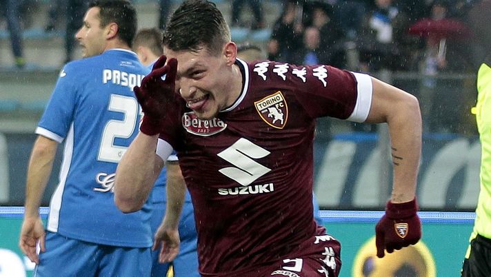 EMPOLI, ITALY - FEBRUARY 05: Andrea Belotti of FC Torino celebrates after scoring a goal during the Serie A match between Empoli FC and FC Torino at Stadio Carlo Castellani on February 5, 2017 in Empoli, Italy.  (Photo by Gabriele Maltinti/Getty Images) 