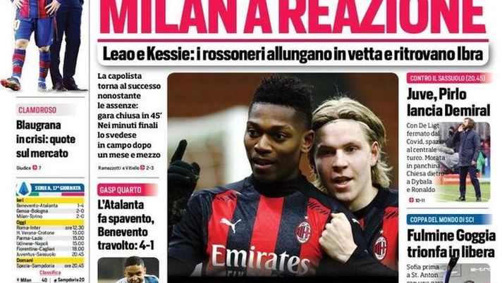Prima Pagina, Corriere dello Sport: “Roma-Inter vale tutto, Milan a reazione. L’Atalanta…” 