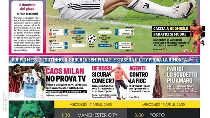 Prima Pagina, Corriere dello Sport: “Apocalisse. Caos Milan, no prova tv. Parigi, lo scudetto più amaro”  Prima Pagina, Corriere dello Sport: “Apocalisse. Caos Milan, no prova tv. Parigi, lo scudetto più amaro”