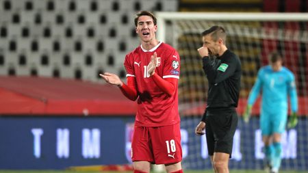 BELGRADE, SERBIA - MARCH 24: Dusan Vlahovic of Serbia reacts during the FIFA World Cup 2022 Qatar qualifying match between Serbia and Republic of Ireland on March 24, 2021 in Belgrade, Serbia. Sporting stadiums around Serbia remain under strict restrictions due to the Coronavirus Pandemic as Government social distancing laws prohibit fans inside venues resulting in games being played behind closed doors. (Photo by Srdjan Stevanovic/Getty Images) BELGRADE, SERBIA - MARCH 24: Dusan Vlahovic of Serbia reacts during the FIFA World Cup 2022 Qatar qualifying match between Serbia and Republic of Ireland on March 24, 2021 in Belgrade, Serbia. Sporting stadiums around Serbia remain under strict restrictions due to the Coronavirus Pandemic as Government social distancing laws prohibit fans inside venues resulting in games being played behind closed doors. (Photo by Srdjan Stevanovic/Getty Images)