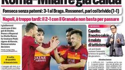 Prima Pagina, Corriere dello Sport: “Roma-Milan è già calda. Diritti tv 2021/24, adesso Sky attacca Dazn”