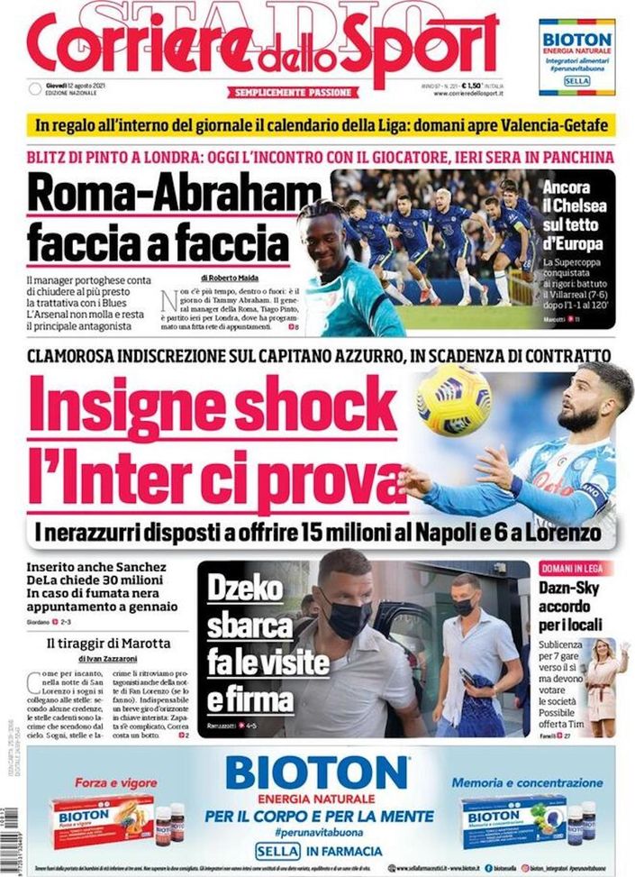 EDICOLA CDS – Insigne shock: l’Inter ci prova, le cifre dell’offerta. Ecco Dzeko 
